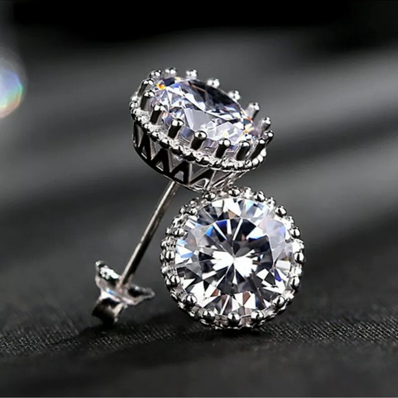 Jewelry - 925 Silver Stud Earring Gorgeous Round Cut Cubic Zirconia Women Party Jewelry